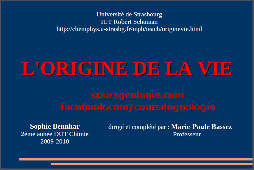 L'origine de la vie