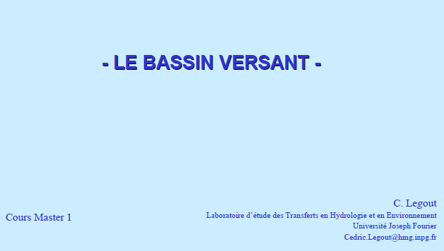 Le Bassin versant