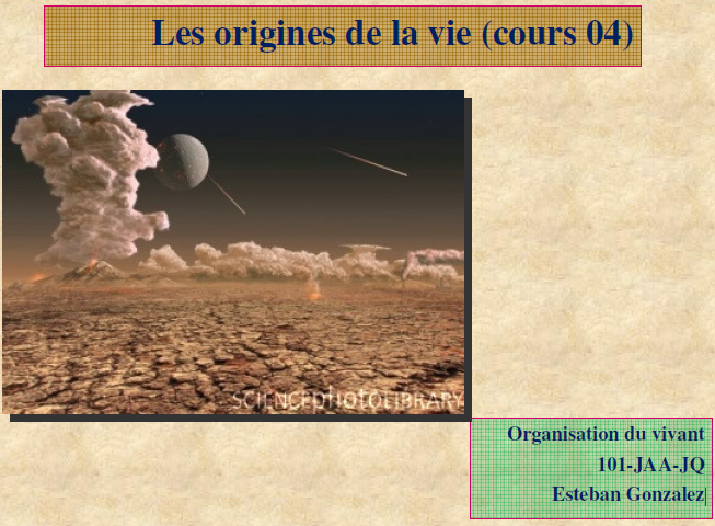 Les origines de la vie