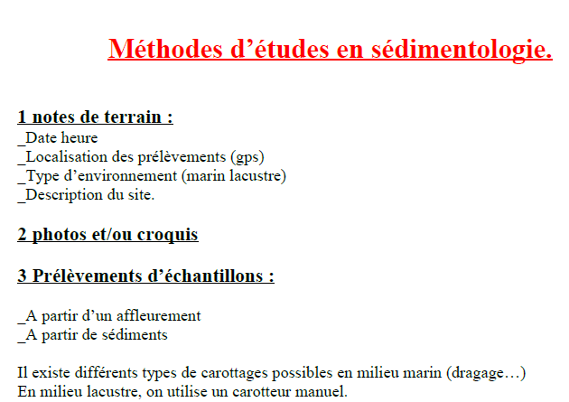 Méthodes d’études en sédimentologie