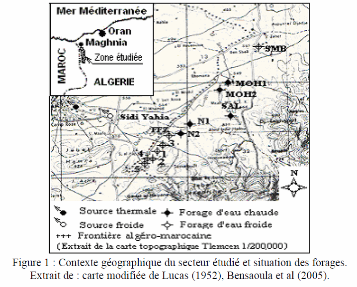 Figure 1: Contexte géographique du secteur étudié et situation des forages