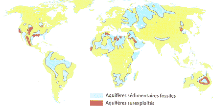 Figure 19: Grands aquifères mondiaux et leur surexploitation&nbsp;