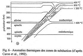 Anomalies thermiques des zones de subduction (d'après Carton et all., 1992)