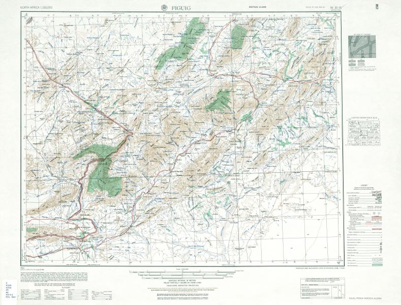 Carte&nbsp;topographique de FIGUIG et AIN SEFRA 1/250,000