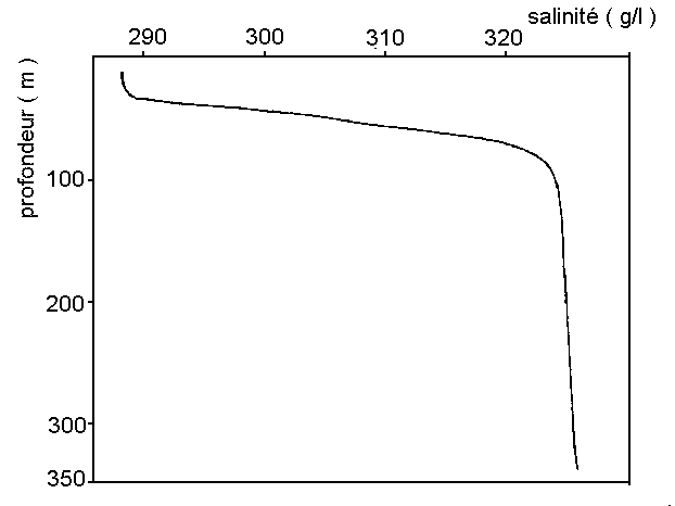 Figure 3: Stratification des eaux dans la Mer morte