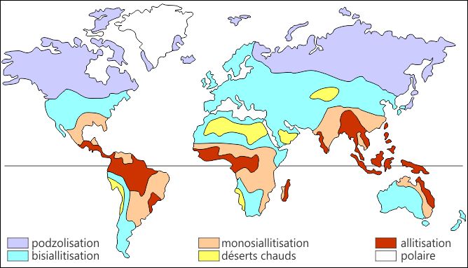 <i>Figure II.4: carte schématique de la répartition des différents types de sol dans le monde</i>