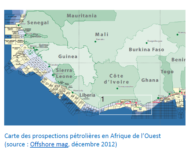 Cartographie du pétrole en Afrique de l'Ouest