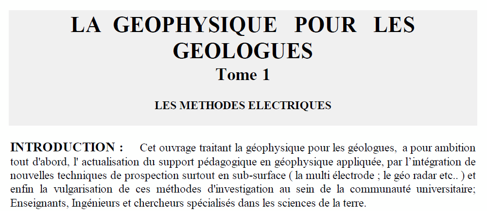 La géophysique pour les géologues
