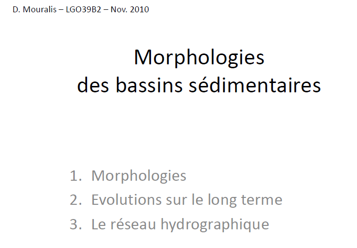 Morphologies des bassins sédimentaires